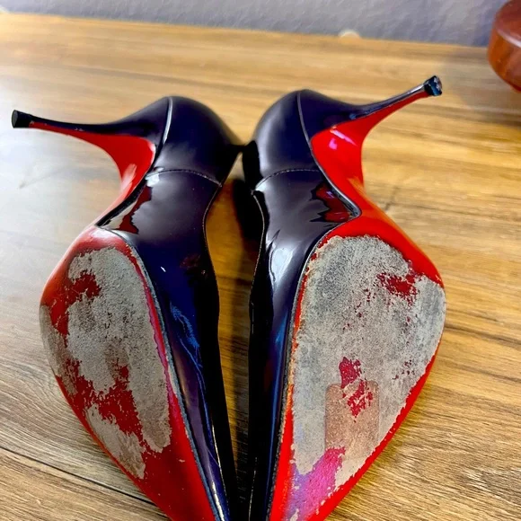 Christian Louboutin Chocolate Patten Leather Pumps. 60mm/3” heel. - Picture 5 of 8